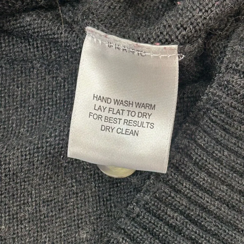 Joseph & Feiss Sweater Men XXL Merino Wool Dark Gray Quarter Button Pullover 2XL